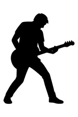 Silhouette of Guitarist Playing Electric Guitar in Rock Concert Performance