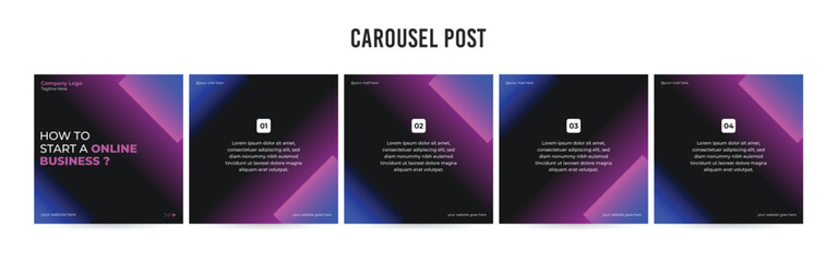 Stunning Carousel Post Template, Editable Social Media Layout Design, business Instagram & Linkedin Carousel Post, Template eps 10.	
