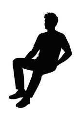 Silhouette of Man Sitting in Relaxed Pose: Resting Figure Icon