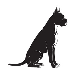 Featuring an artistic Boxer digital black profile, with a striking aesthetic - Boxer silhouette - Boxer Vector - Silhouette of Boxer - dog silhouette

