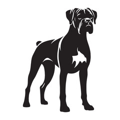 Displaying a recognizable Boxer digital black vector, embodying its unique posture - Boxer silhouette - Boxer Vector - Silhouette of Boxer - dog vector

