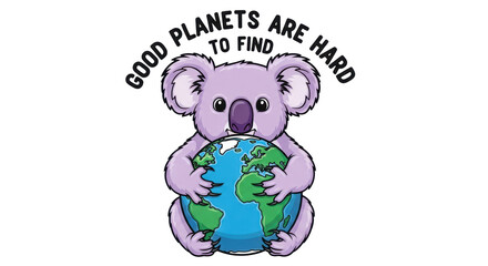 Isolated Koala with Earth