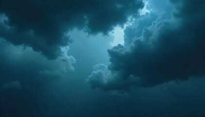 Fototapeta premium Dramatic Ominous Storm Clouds Gathering Overhead, Heavy with Rain, Creating a Moody Atmosphere. Impending Downpour, Grey and Black Sky, Meteorology, Weather Forecast.