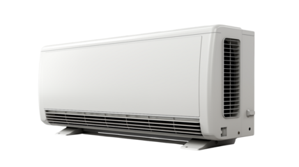 White air conditioner unit stands ready on a transparent background
