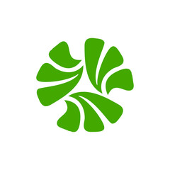 Abstract three leaf logo. leaf icon dynamic green color symbol nature