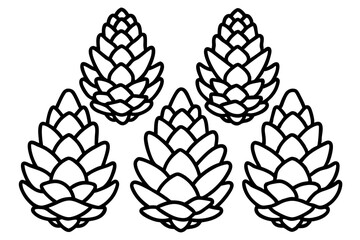 Rustic Pine Cone Outline Collection Nature Line Vector Pack