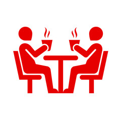 Dining Table with Two Chairs. people in cafe,vector illustration