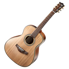 Fototapeta premium Acoustic Guitar with Wood Texture on White Background