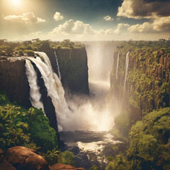 Victoria Falls Retro Grain Style Live-Action Composite