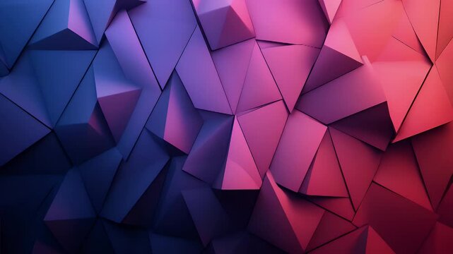 Abstract geometric pattern of overlapping triangles in shades of purple and red