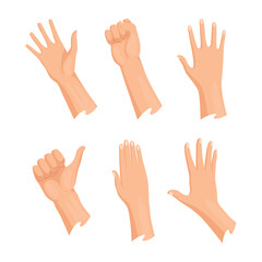 Hands normal skin icon set. Not required medicine cure or treatment. No need first emergency help for human hand trauma