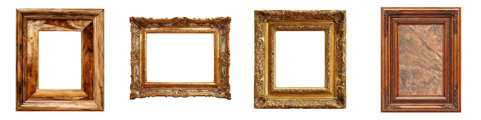 Set of Isolated Decorative Picture Frames on White Background