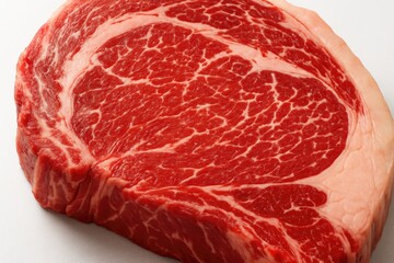 Prime beef ribeye marbled with fat steak