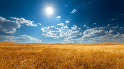 Clear blue sky over golden field makes me feel peaceful