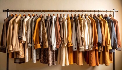 Retro-inspired clothing rack displaying a variety of classic styles for fashion aficionados