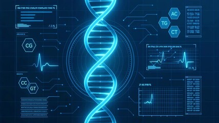 DNA Blueprint Interface Loop. Futuristic Genetic Scan. - Powered by Adobe