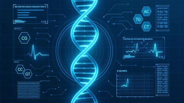 DNA Blueprint Interface Loop. Futuristic Genetic Scan.