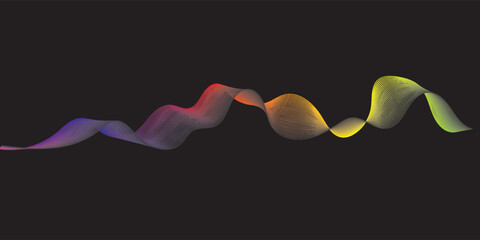 Minimal Abstract Wave Line With Rainbow Gradient on Black Background. Perfect for Modern, Digital, or Tech Themes