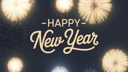 Festive Happy New Year greeting with fireworks, ideal for celebrations - Powered by Adobe