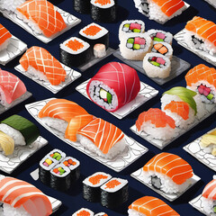 Anamorphic Perspective Sushi Elevation Drawing