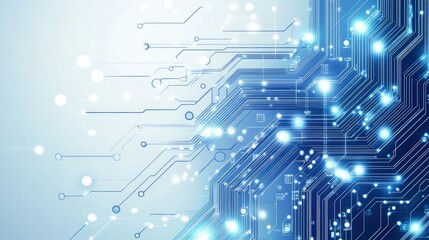 Fototapeta premium Futuristic Digital Circuit Board Background with Blue Glowing Lines