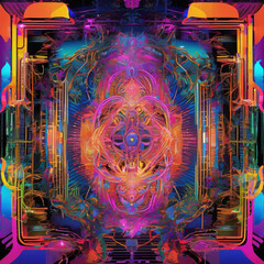 Indo-Synth Style Techno-Ritual Ceremony in Glitch Art Medium