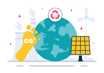 Carbon Dioxide or CO2 Vector Illustration Emphasizing the Importance of Saving Planet Earth from Climate Change in a Flat Style Cartoon Background