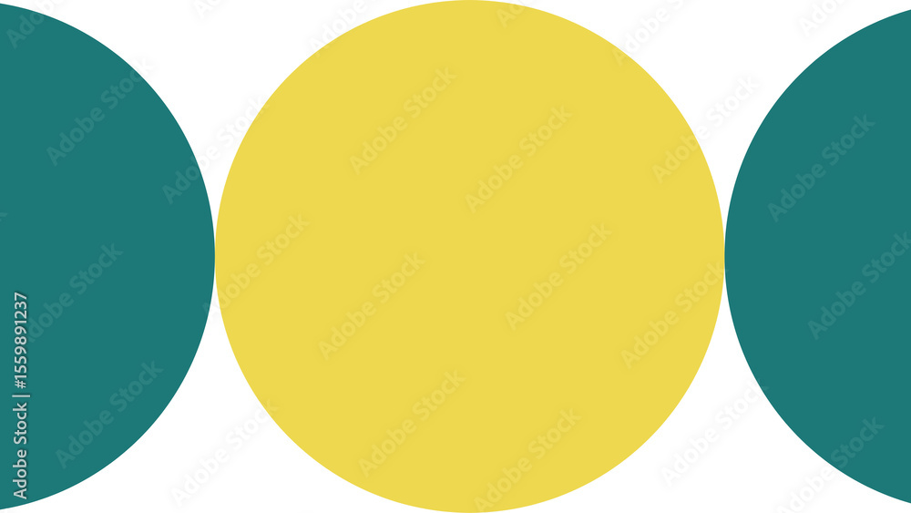 Poster transparent background: a playful pattern of three colorful circles—two teal, one yellow—suggesting 
