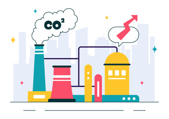 Fototapeta premium Carbon Dioxide or CO2 Vector Illustration Emphasizing the Importance of Saving Planet Earth from Climate Change in a Flat Style Cartoon Background