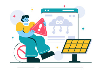 Carbon Dioxide or CO2 Vector Illustration Emphasizing the Importance of Saving Planet Earth from Climate Change in a Flat Style Cartoon Background