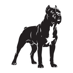 Displaying a recognizable Cane Corso digital black vector, embodying its unique posture - Cane Corso silhouette - Cane Corso Vector - Silhouette of Cane Corso - dog vector

