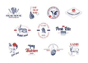 Meat store retail logo templates