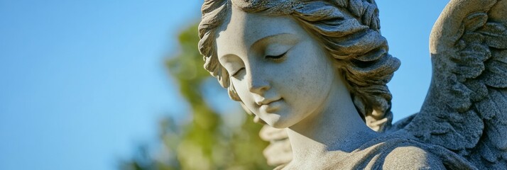 A statue of an angel with wings