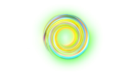 Vibrant neon twirls with glowing green rings on a transparent background, perfect for sci-fi and abstract designs.