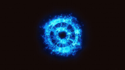 Blue Magic Shockwave – 3D Energy Ring on Black Background