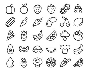 Comprehensive collection of healthy eating and nutritional guidance symbols for wellness and diet planning applications