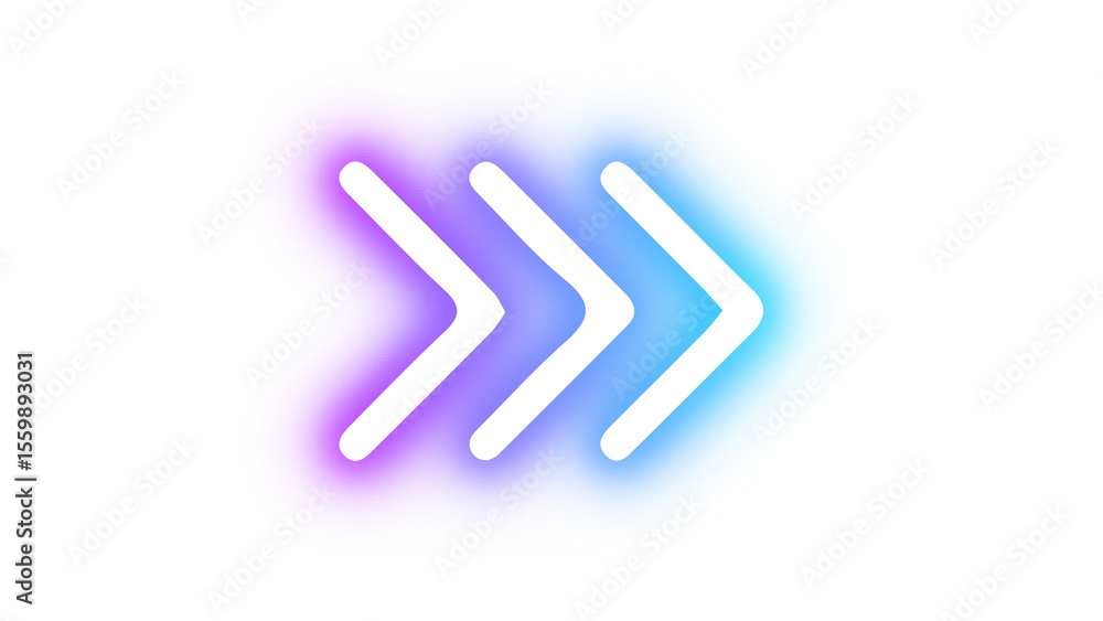 Aufkleber dynamic neon right arrows with a gradient glow on a transparent background, ideal for modern ui navi