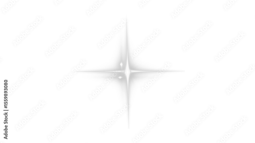 Poster crisp white four-point star glint with a transparent background, perfect for subtle highlights and m