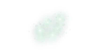 Ethereal Light Green Particle Cluster with Gentle Sparkles on a Transparent Background, Ideal for Dreamy Overlays and Subtle Effects