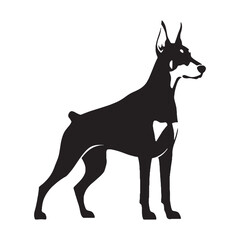 Featuring an artistic Doberman Pinscher digital black profile, with a striking aesthetic - Doberman Pinscher silhouette - Doberman Pinscher Vector - Silhouette of Doberman Pinscher - dog silhouette

