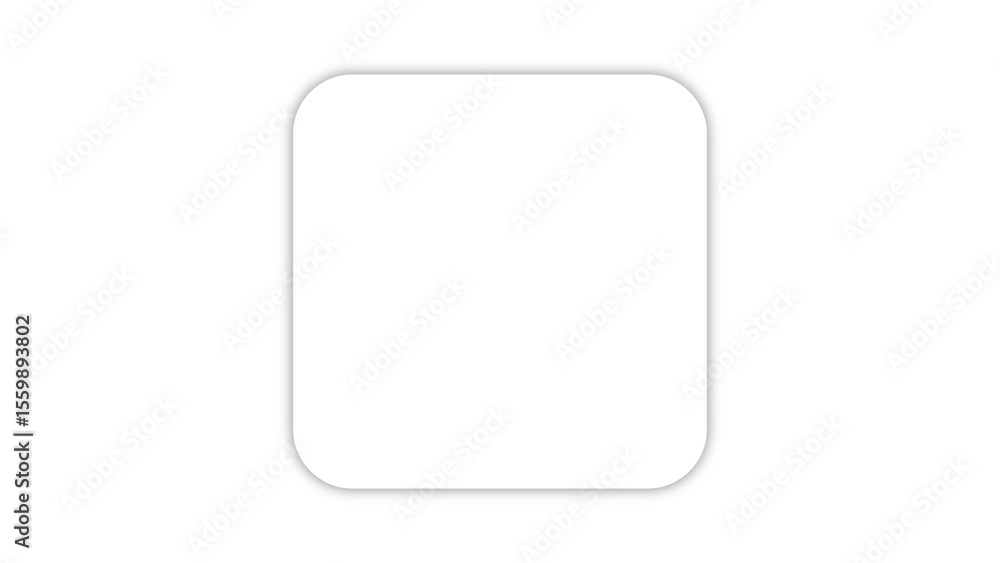 Poster empty white rounded square with thin grey outline and subtle shadow, transparent background.