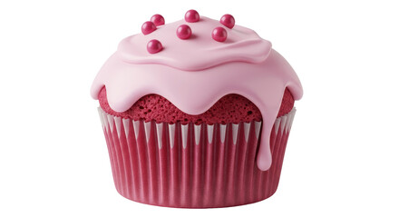 Isolated Pink Frosted Cupcake