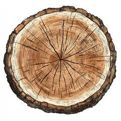 Fototapeta premium Detailed Cross Section of Tree Trunk with Texture