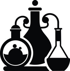 set of laboratory glassware vector illustration on transparent background