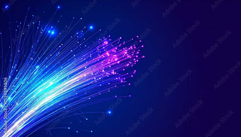 Poster abstract blue and purple background with lines in cyberpunk style for internet technology