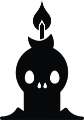Spooky Skull Candle Gothic Halloween Illustration