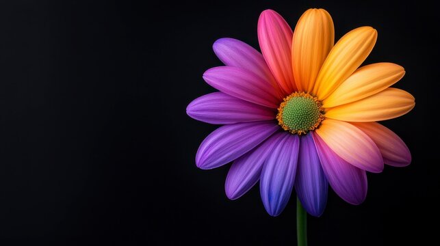 Multicolored daisy reflecting Holi festivities and vibrancy. A vibrant bloom mirroring the joyous spirit of a colorful spring celebration.