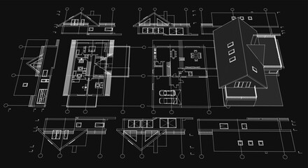 house architecture plan 3d illustration