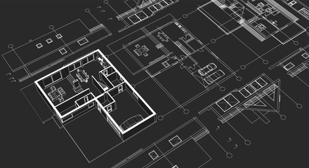 house architecture plan 3d illustration