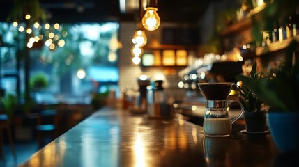 A glass of milk is on a counter in a bar